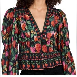 FARM Rio Lady Strawberry Print Top
